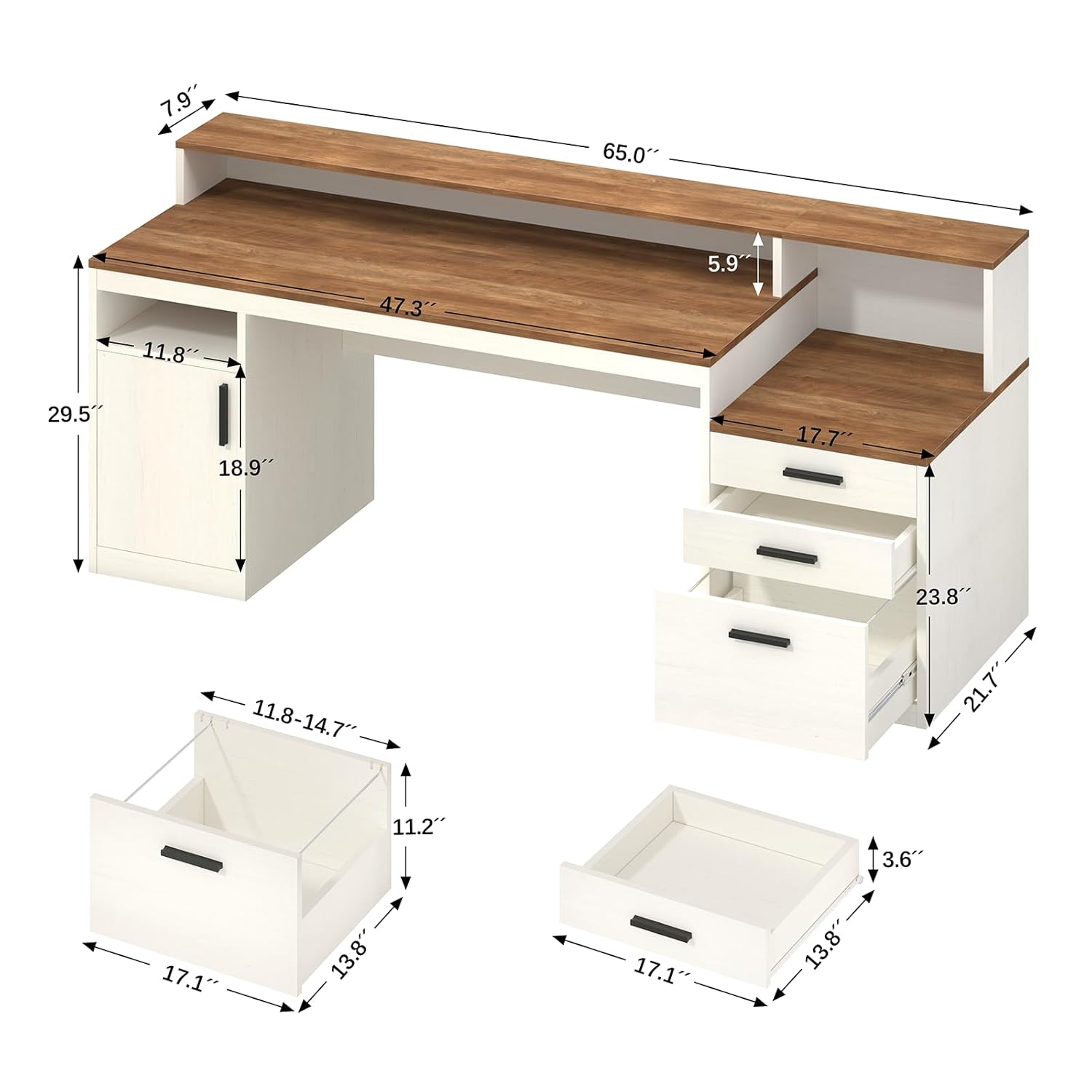 65인치 컴퓨터 책상(서랍 3개 및 수납 선반 포함), - Office Furniture Plan 리뷰 및 가격