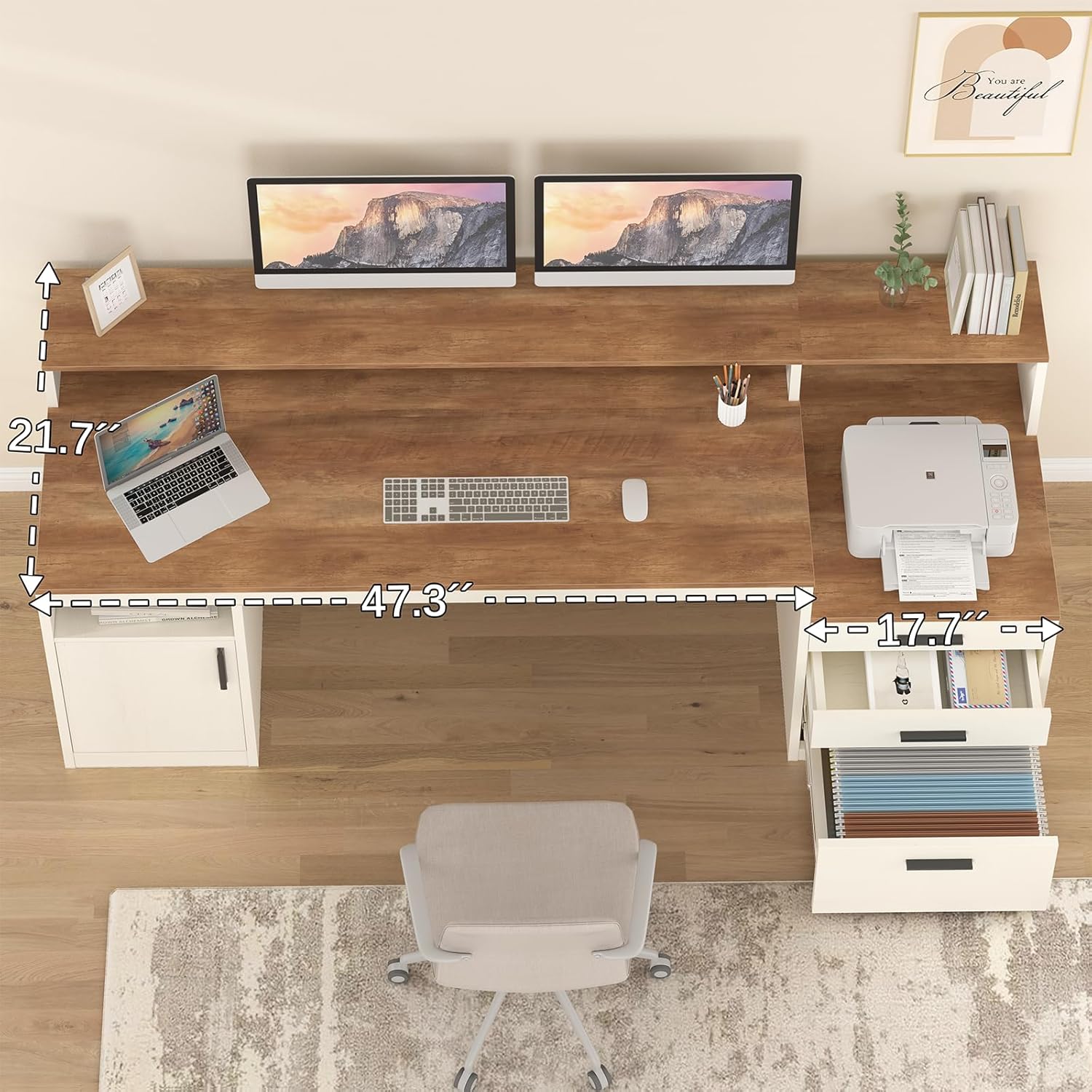 65인치 컴퓨터 책상(서랍 3개 및 수납 선반 포함), - Office Furniture Plan 리뷰 및 가격