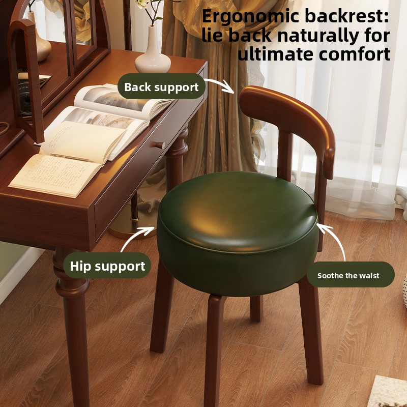 원목 회전 화장 의자, 가죽 쿠션, 침실 화장 의자,  - Office Furniture Desk 리뷰 및 가격
