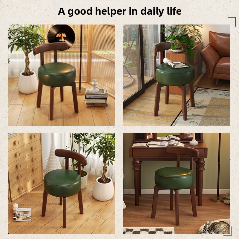 원목 회전 화장 의자, 가죽 쿠션, 침실 화장 의자,  - Office Furniture Desk 리뷰 및 가격