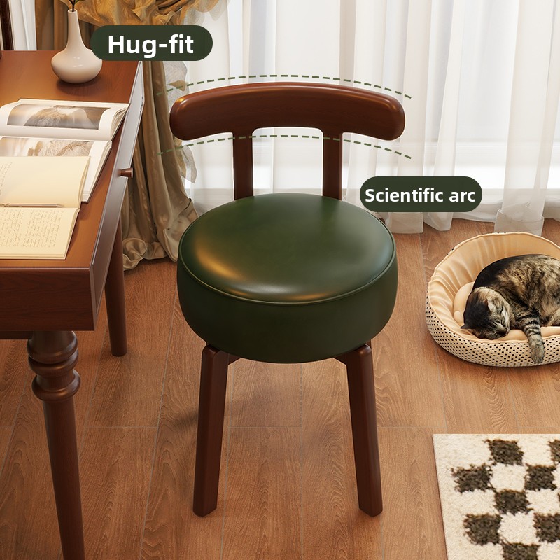 원목 회전 화장 의자, 가죽 쿠션, 침실 화장 의자,  - Office Furniture Desk 리뷰 및 가격